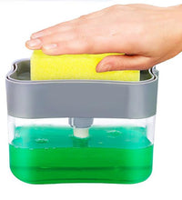 Countertop soap dispenser with sponge holder.