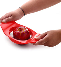 Ganesh apple cutter, plastic with stainless steel, colors may differ.