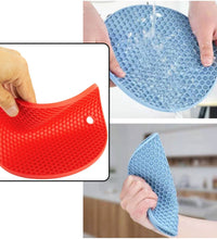 Practical silicone hot mat designed to prevent damage from hot dishes.