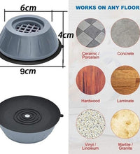 Anti-walk pads for machine leveling, shock absorbing base