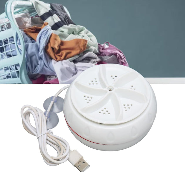 Mini turbine washing machine with USB cable, lightweight, suitable for home, camping, and college use.