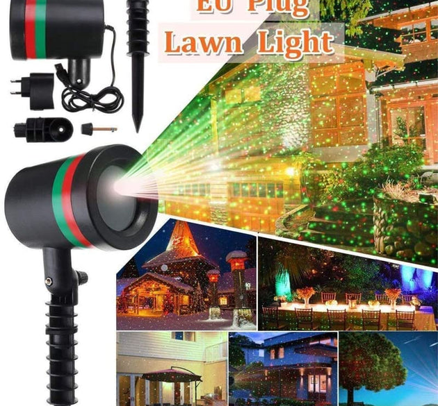 Star motion laser light projector for festive decor