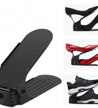 Foldable shoe rack for organized storage.