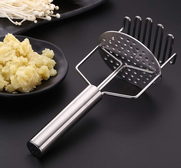 Stainless steel hand masher for dal, vegetables, and baby food