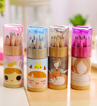 Colored pencils with Kawaii pencil sharpener