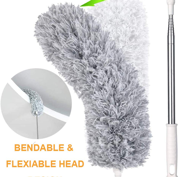 Microfiber Dusters for Cleaning, Telescoping Feather Duster with 100 inches Extendable Handle Pole, Dusting Cleaning Tools for Cleaning High Ceiling, Ceiling Fan, Blinds, Cobwebs, Furniture, Cars