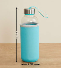  glass water bottle, portable 500 ml, with cover.