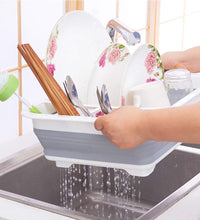 Silicone dish drying rack, collapsible, with utensil holder