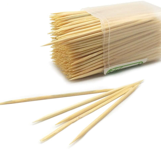 Wooden toothpicks with dispenser box for hygiene