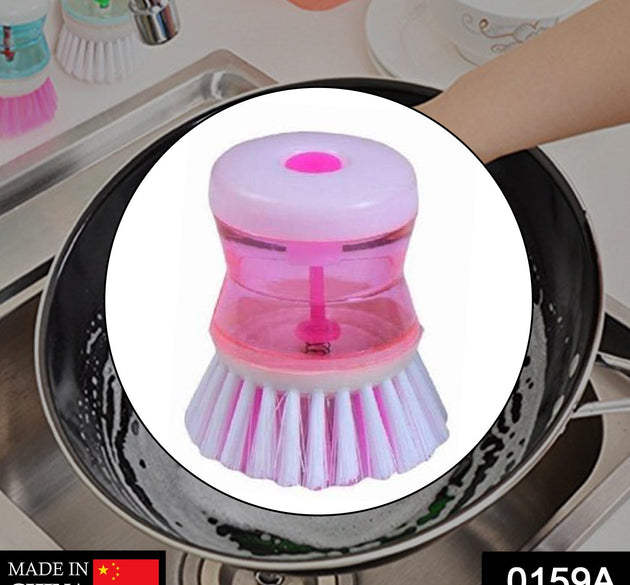 Cleaning brush with built-in liquid soap dispenser