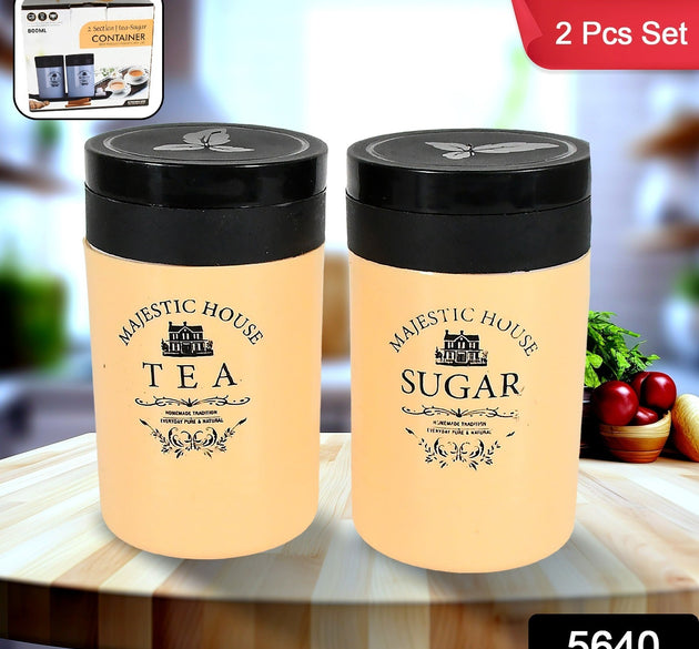 Accurate Seal Tea Sugar Coffee Container, Plastic Damru Shaped Tea, Coffee, Sugar Canisters Jar, New Airtight Food Seal Containers for Salt, Dry Fruit, Grocery 2 Section (800 ML Approx)