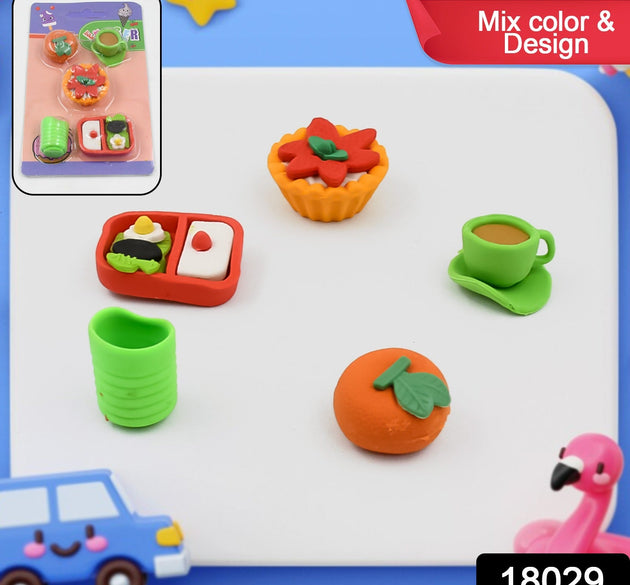 3D Mix Design Fancy & Stylish Colorful Erasers, Mini Eraser Creative Cute Novelty Eraser for Children Different Designs Eraser Set for Return Gift, Birthday Party, School Prize (1 Set)