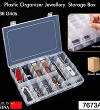 Jewelry storage box with adjustable dividers, transparent