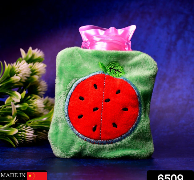 Watermelon small Hot Water Bag with Cover for Pain Relief, Neck, Shoulder Pain and Hand, Feet Warmer, Menstrual Cramps.