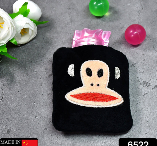 Black Monkey Small Hot Water Bag with Cover for Pain Relief