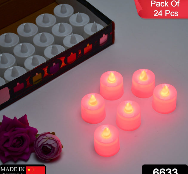 Red LED tealight candles pack of 24