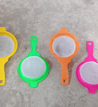 Versatile plastic strainer for juice and other liquids.