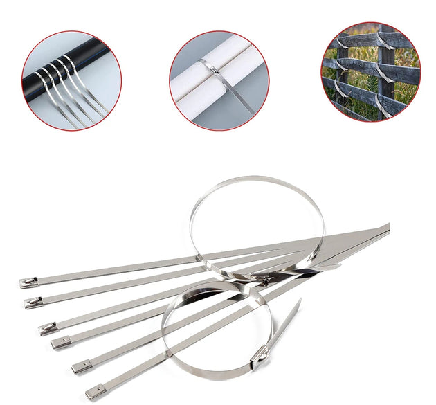 Stainless Steel Cable TIE Used for Solar, Industrial and Home Improvement Multipurpose HIGH Strength, Self-Locking Zip Ties, Multi-purpose Tie, Portable Rustproof 100Pcs Wide Application Zip Tie Set for Building (100 pcs Set / 4.6x200MM)