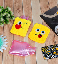 Fun emoji-themed mini hot water bag for soothing relief.