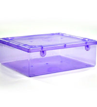 Large plastic container with a lid, ideal for storing clothes, books, and household items. Durable and stackable.