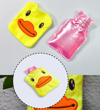 Small hot water bag with yellow duck design, ideal for pain relief