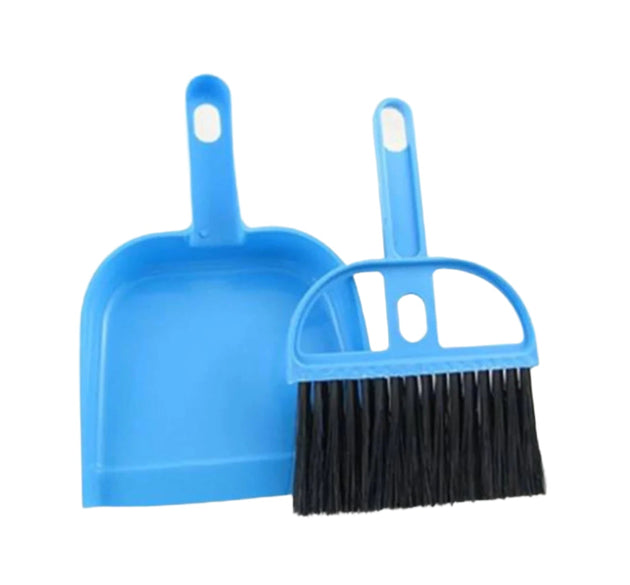 Small dustpan and broom set for multipurpose cleaning.