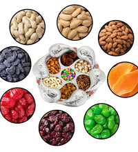 Multi-compartment rotating tray for dry fruits and snacks