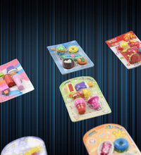 Mixed design erasers set for children, colorful and fancy.