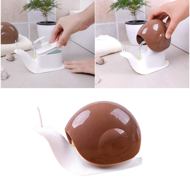 Portable liquid soap dispenser in a snail shape for easy use.