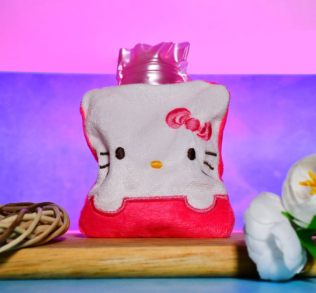 Pink Hello Kitty Small Hot Water Bag with Cover for Pain Relief