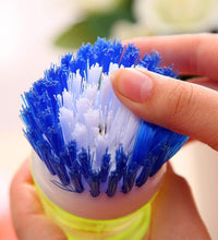 All-in-one cleaning brush with soap dispenser for effective cleaning