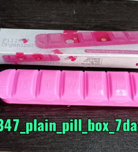 7-day pill box for organizing medication.