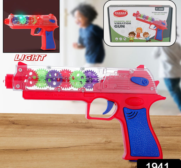 Plastic Gear Simulation Toy Gun for Kids, Pretend Play Gun Toys with 3D Flashing Lights and Exciting Music, Electric Laser Toy Guns with Rotating Gear Mechanism, Toy for Birthday Gift for Kids 3+ Years (Pack of 1)