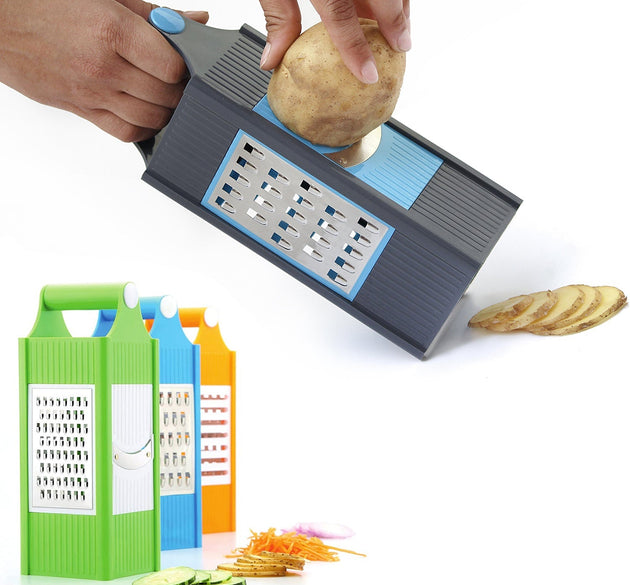 Four-in-one plastic grater and slicer for versatile kitchen use