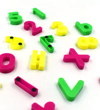 Magnetic number symbols toy, designed to aid in cognitive development.