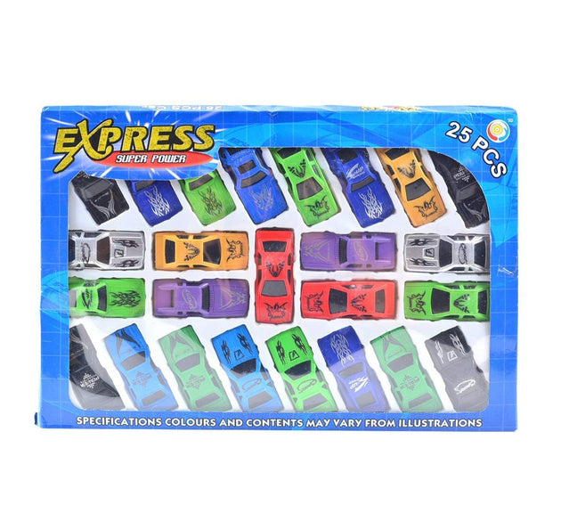 25-piece Super Racer power car set with various toy cars in vibrant colors