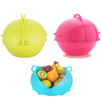 Plastic fruit and vegetable basket by Ganesh, shown from multiple views.