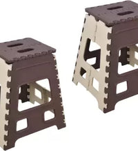 18-inch folding stool with a brown box, suitable for kitchen use and stepping.