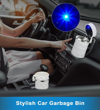 Blue LED car ashtray, portable with lid for cigarette waste