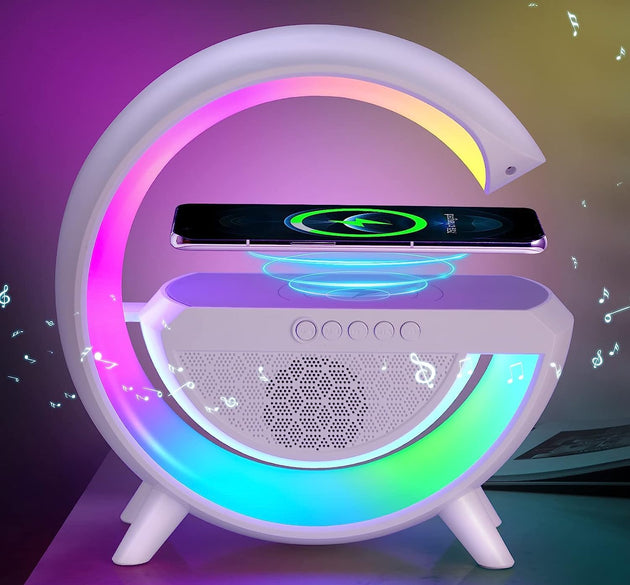 LED night lamp with Bluetooth speaker and wireless charging