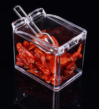 Seasoning rack with crystal clear boxes