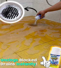 Sink and drain cleaner powder for kitchen and toilet use.