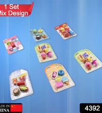 Colorful and stylish erasers set for children, mixed designs.