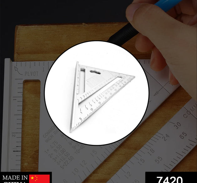 Lightweight double-sided scale, triangle measurement tool.