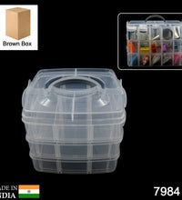 3-layer organizer box with adjustable dividers for sorting jewelry and fishing gear.