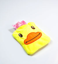 Small hot water bag with a yellow duck cover for various pains