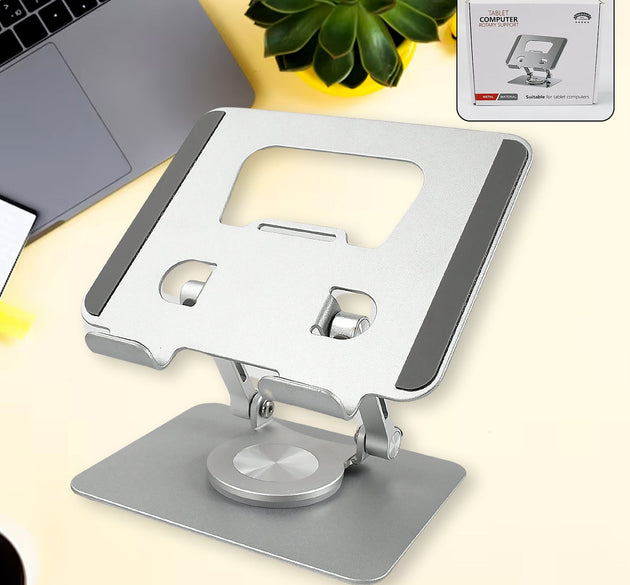 Aluminum Alloy 360°Rotating Bracket, Adjustable Tablet Stand, Portable Foldable Ergonomic Tablet Support