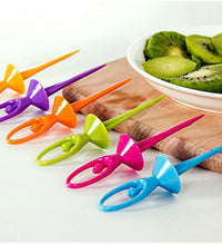 Dancing doll fruit fork cutlery set with stand, 6 pieces