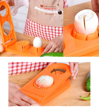 Stainless steel egg cutter for precise, double-cut slicing