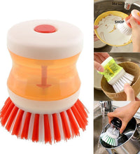 Convenient dishwashing brush with built-in liquid soap dispenser